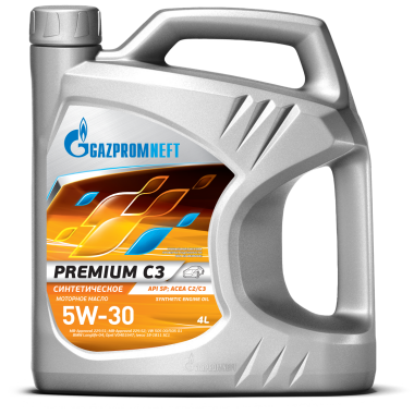 Синтетическое малозольное моторное масло для современных высокофорсированных бензиновых и дизельных двигателей Газпромнефть Премиум C3 5W-30