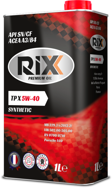Масло моторное синтетическое RIXX TP X 5W-40 1 л. API SN/CF ACEA A3/B4