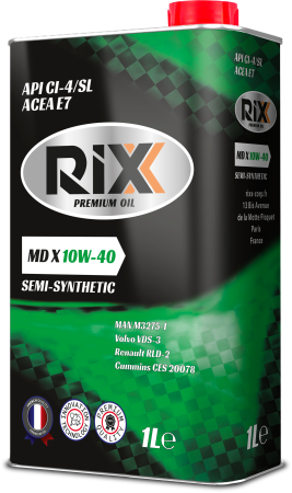 Масло моторное полусинтетическое RIXX MD X 10W-40 4 л. API CI-4/SL, ACEA E7