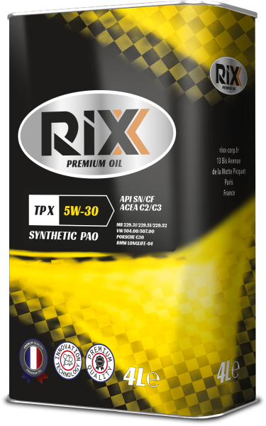 Масло моторное синтетическое RIXX TP X 5W-30 4 л. API SN/CF ACEA A3/B4